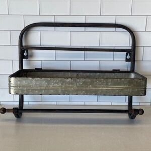 Wire Metal Industrial Farmhouse Kitchen Bathroom Towel Rack Rustic Shelf Wall